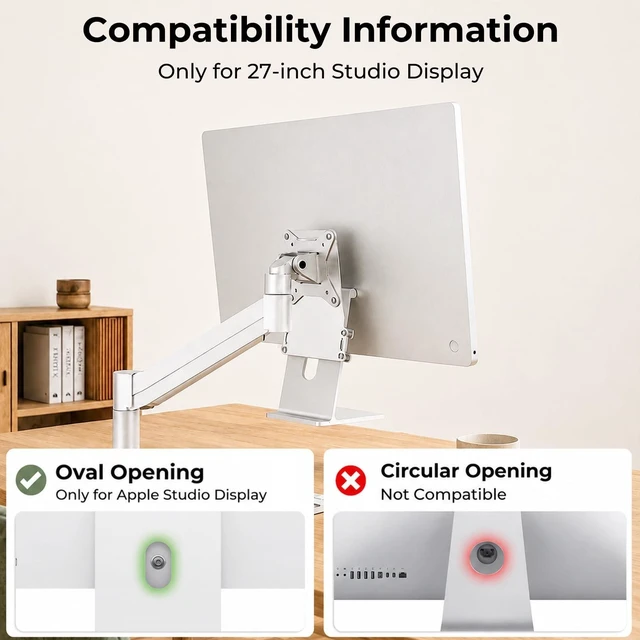 Alt view image 2 of 5 - Metal VESA Adapter Plate Bracket Only for Apple 27" Studio Display, VESA Mount Adapter Kit Converts to 75x75/100x100 VESA Patterns, Includes All Screws & 2 Cable Ties, White