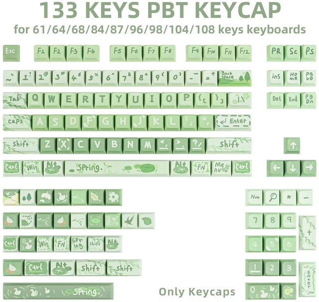 Alt view image 2 of 5 - ZERRIOY Cute Botanical PBT Keycaps, XDA Profile Round Keyboard Keycaps