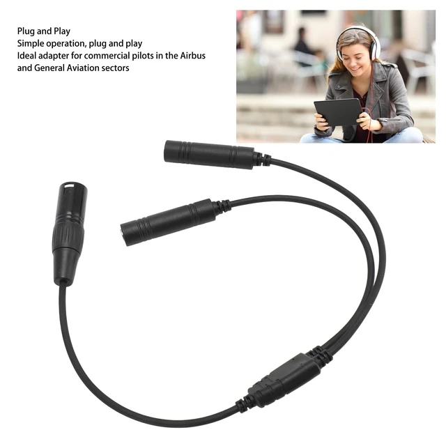 Alt view image 2 of 5 - GA Twin Plug to XLR Headset Adapter, Aviation Headset Adapter, Connector Cable (with) for Airbus, Commercial Pilots