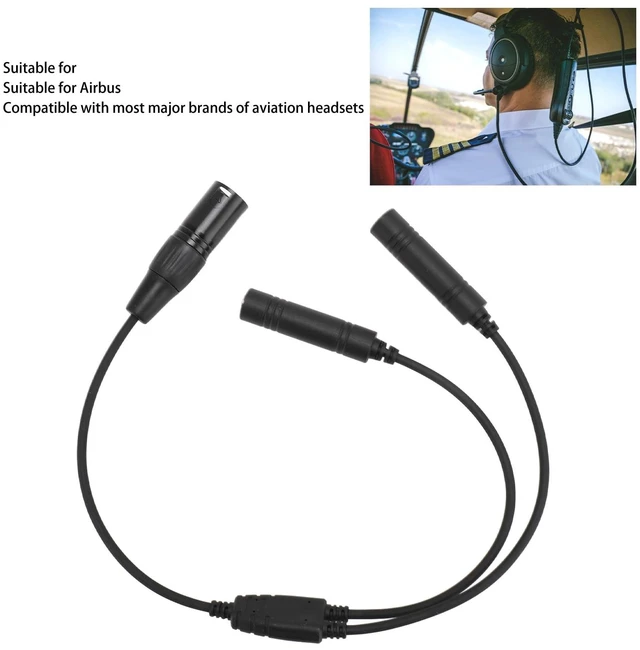 Alt view image 3 of 5 - GA Twin Plug to XLR Headset Adapter, Aviation Headset Adapter, Connector Cable (with) for Airbus, Commercial Pilots