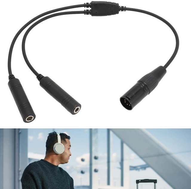 Alt view image 4 of 5 - GA Twin Plug to XLR Headset Adapter, Aviation Headset Adapter, Connector Cable (with) for Airbus, Commercial Pilots