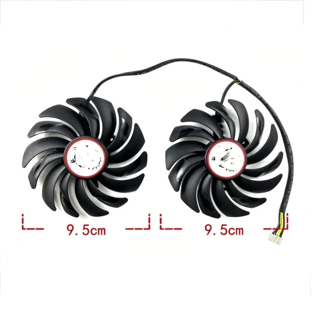 Alt view image 2 of 3 - AKUYAO 95mm 4PIN PWM PLD10010B12HH PLD10010S12HH Graphics Card GPU Cooling Fan for MSI RX470 RX480 RX570 RX580 Gaming Red Dragon