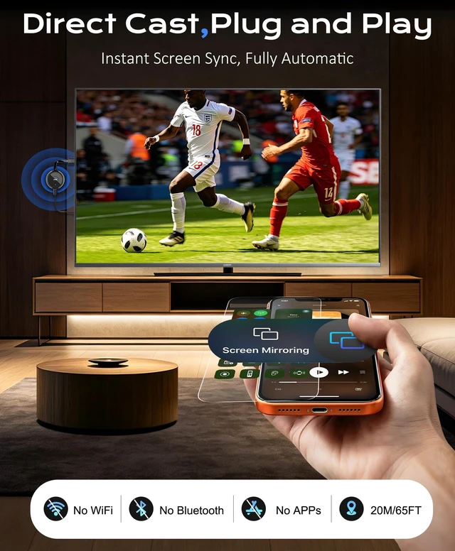 Alt view image 2 of 5 - 4K iOS AIMIBO Wireless HDMI Display Adapter Direct Cast 2.4/5G