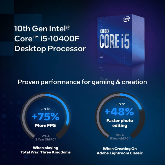 Alt view image 4 of 5 - Intel Core i5-10400F Desktop Processor 6 Cores up to 4.3 GHz Without Processor Graphics LGA1200 (Intel 400 Series chipset) 65W, Model Number: BX8070110400F