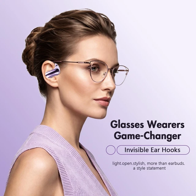 Alt view image 3 of 5 - PPBP Open Ear Headphones Wireless Bluetooth 6.1,Open Ear Earbuds with Ergonomic Earhooks, 40H Playtime Sports Wireless Earbuds, IPX6 Waterproof Headphones for Running,Cycling, Purple