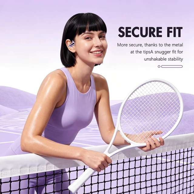 Alt view image 5 of 5 - PPBP Open Ear Headphones Wireless Bluetooth 6.1,Open Ear Earbuds with Ergonomic Earhooks, 40H Playtime Sports Wireless Earbuds, IPX6 Waterproof Headphones for Running,Cycling, Purple