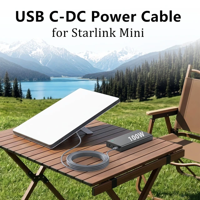 Alt view image 2 of 5 - USB C to DC Power Cable for Starlink Mini USB C Cable 16.5FT 18AWG Type C Power Cord Input 100W USB Type C to Barrel Cord 5521 Compatible with 100W+ PD Source Waterproof