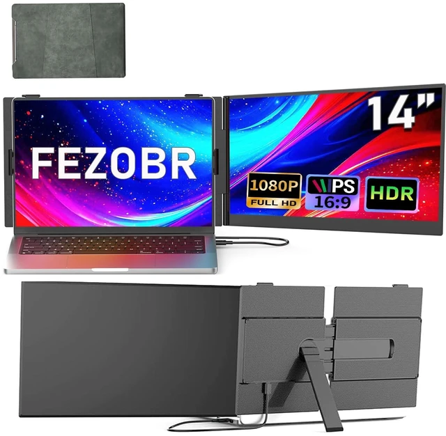 Main image of FEZOBR Laptop Screen Extender, 14.2" Ultra-Slim Dual Portable Monitor, 1080P FHD IPS Display, USB-C/HDMI Plug & Play, Monitor Extender for 13-17.3" Laptops, Mac/Windows/Chrome