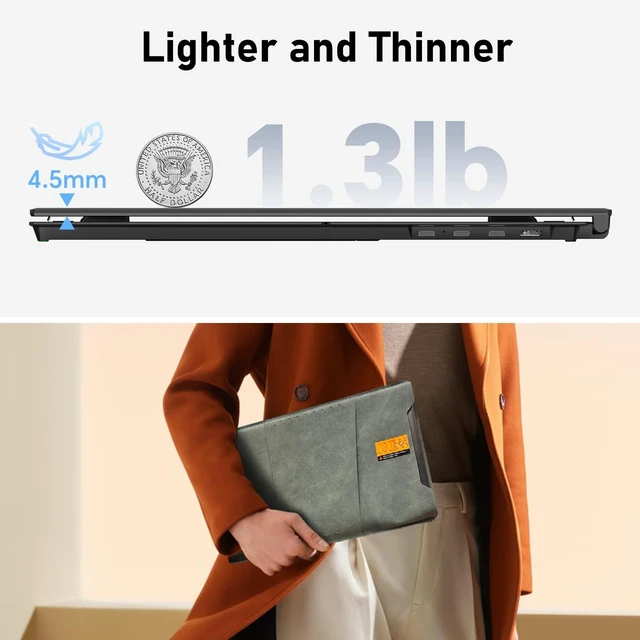Alt view image 3 of 5 - FEZOBR Laptop Screen Extender, 14.2" Ultra-Slim Dual Portable Monitor, 1080P FHD IPS Display, USB-C/HDMI Plug & Play, Monitor Extender for 13-17.3" Laptops, Mac/Windows/Chrome