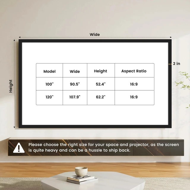 Alt view image 5 of 5 - Fixed Frame High Gain Projector Screen by SilverMagic - 2.6X Gain and 30% ALR - Indoor Wall-Mounted White Screen for Home Theater/Living Room/Patio/Office/Classroom - 120 inch 16:9