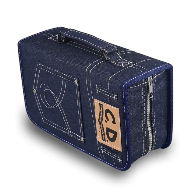 Alt view image 2 of 5 - FORE Legend Denim CD/DVD/Blu-Ray Disc 128pcs Wallet Case for CD/DVD Carrying Storage 128 Capacity Made of Denim Color Blue