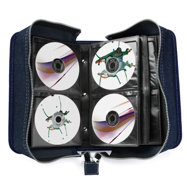 Alt view image 4 of 5 - FORE Legend Denim CD/DVD/Blu-Ray Disc 128pcs Wallet Case for CD/DVD Carrying Storage 128 Capacity Made of Denim Color Blue