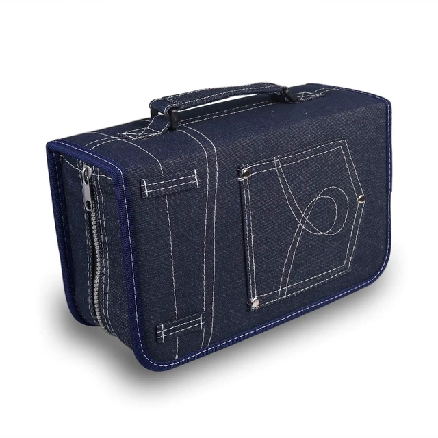 Alt view image 5 of 5 - FORE Legend Denim CD/DVD/Blu-Ray Disc 128pcs Wallet Case for CD/DVD Carrying Storage 128 Capacity Made of Denim Color Blue