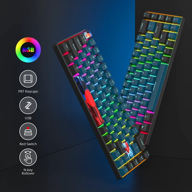 Alt view image 2 of 5 - Vumilstek 65% Mechanical Keyboard Wired Linear Red Switch RGB Backlight