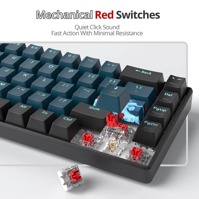 Alt view image 3 of 5 - Vumilstek 65% Mechanical Keyboard Wired Linear Red Switch RGB Backlight