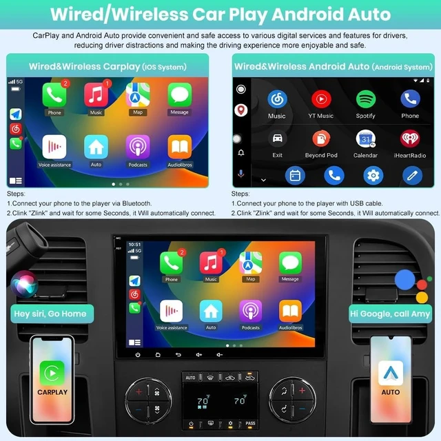 Alt view image 2 of 5 - AWESAFE Car Stereo Radio for Chevy Silverado GMC Sierra 2007-2013, 8 inch
