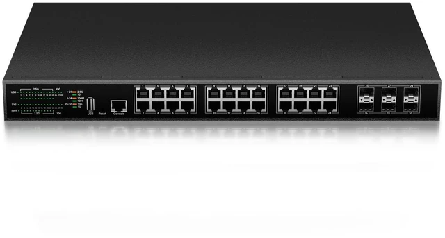 Main image of keepLiNK 24 Port 2.5G Network Switch Managed, 24 x 2.5 Gigabit, 6 x 10G SFP+, L3 Smart Web Managment Ethernet Switch, Fan Cooling Metal Internet Switch Rack Mount
