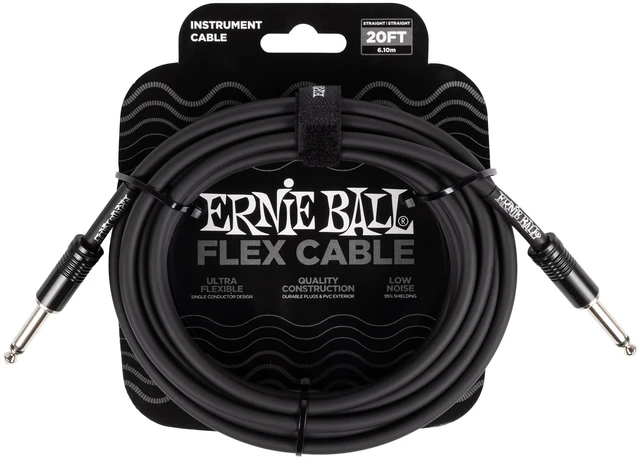 Main image of Ernie Ball Flex Instrument Cable Straight/Straight 20ft - Black (P06435)