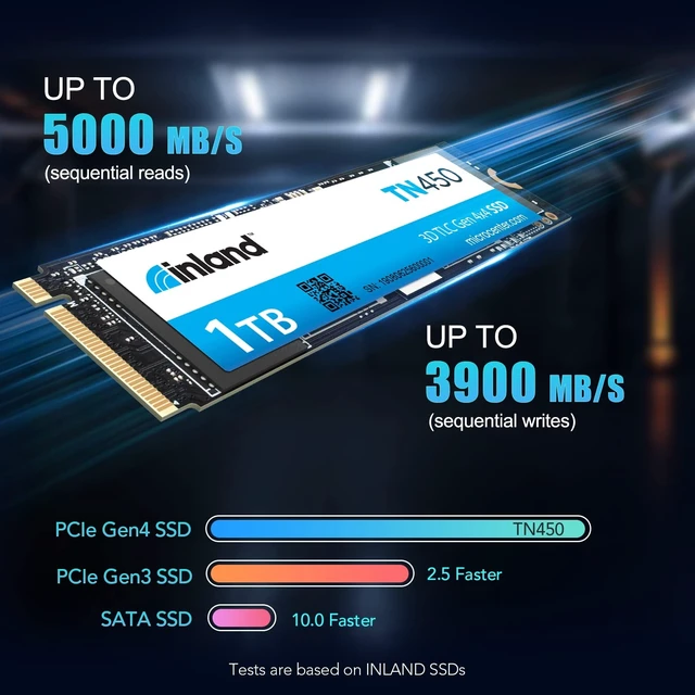 Alt view image 2 of 5 - INLAND TN450 1TB NVMe M.2 PCIe Gen4x4 2280 Internal Solid State Drive SSD - Up to 5,000 MB/s, 3D NAND, Storage and Memory for Laptop & PC Desktop