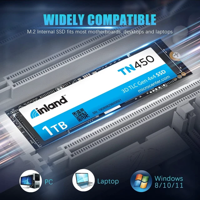 Alt view image 3 of 5 - INLAND TN450 1TB NVMe M.2 PCIe Gen4x4 2280 Internal Solid State Drive SSD - Up to 5,000 MB/s, 3D NAND, Storage and Memory for Laptop & PC Desktop