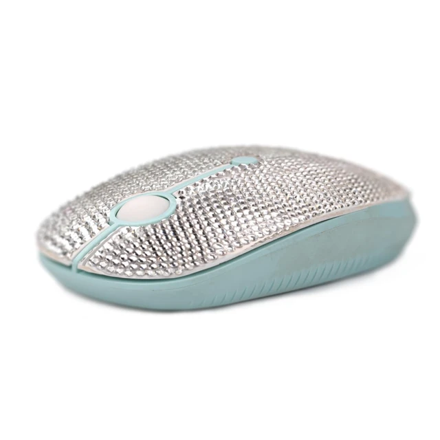 Alt view image 5 of 5 - WONGS Bling Dazzling 2.4G Wireless Mouse Covered with Austrian Crystal Diamond Rhinestone for Laptop, Notebook, PC, Computer, MacBook, Great Gift idea for Her - White