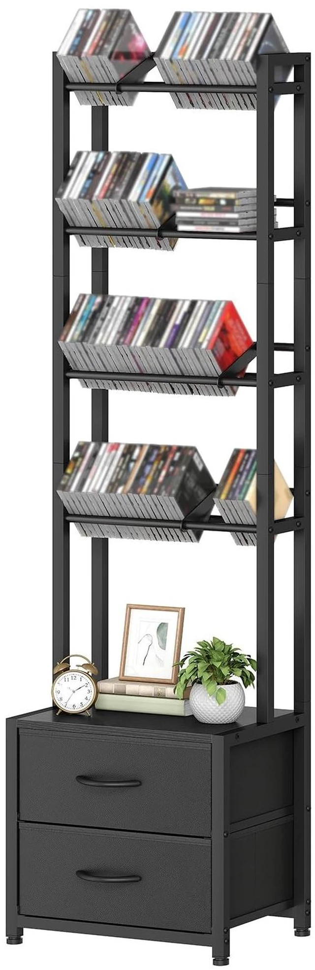 Main image of HOOBRO CD Storage Rack with Drawer, 5-Tier DVD Organizer Shelf