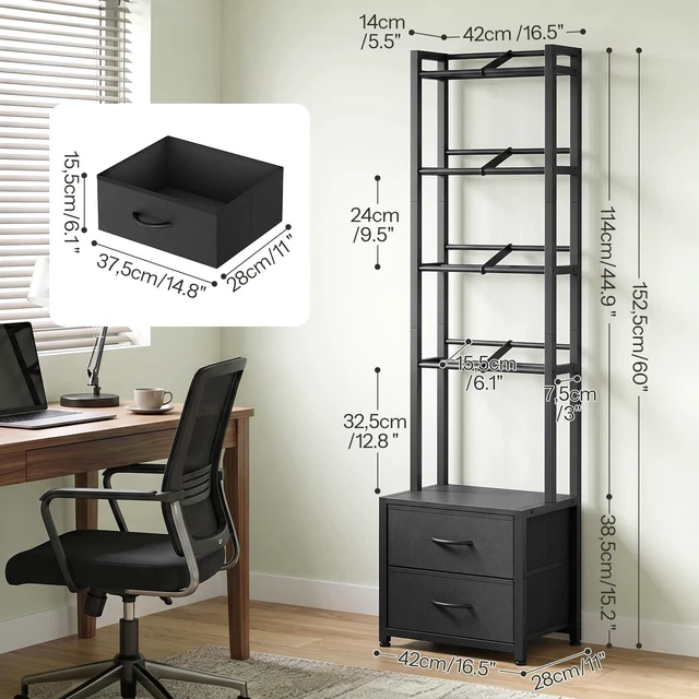 Alt view image 5 of 5 - HOOBRO CD Storage Rack with Drawer, 5-Tier DVD Organizer Shelf