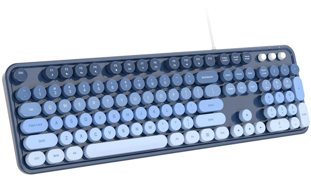 Main image of Dilter Wired Keyboard, 104 Keys Full-Sized Typewriter Keyboards, USB Office Keyboard with Number Pad, Caps Indicators, Foldable Stands for Windows, PC, Laptop, Desktop (Sea Blue Gradient)