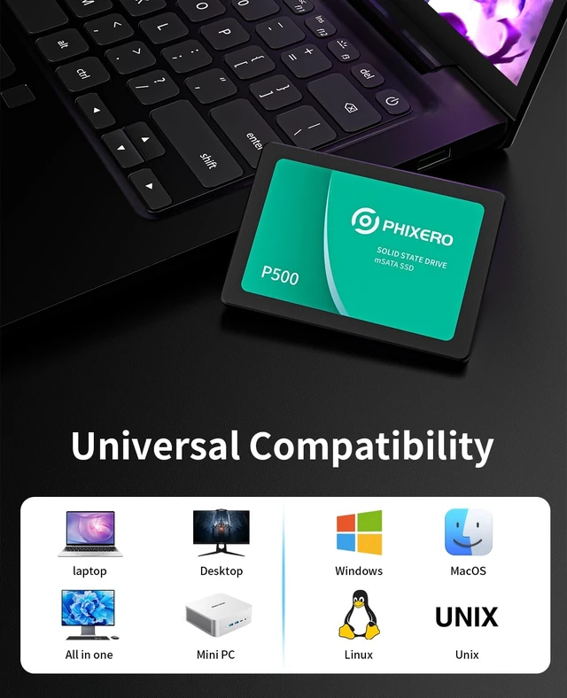 Alt view image 3 of 5 - PHIXERO SATA SSD 256GB 3D NAND SATA 2.5 inch Internal Solid State Drive for Laptop/Desktop PC/Mini PC - P500