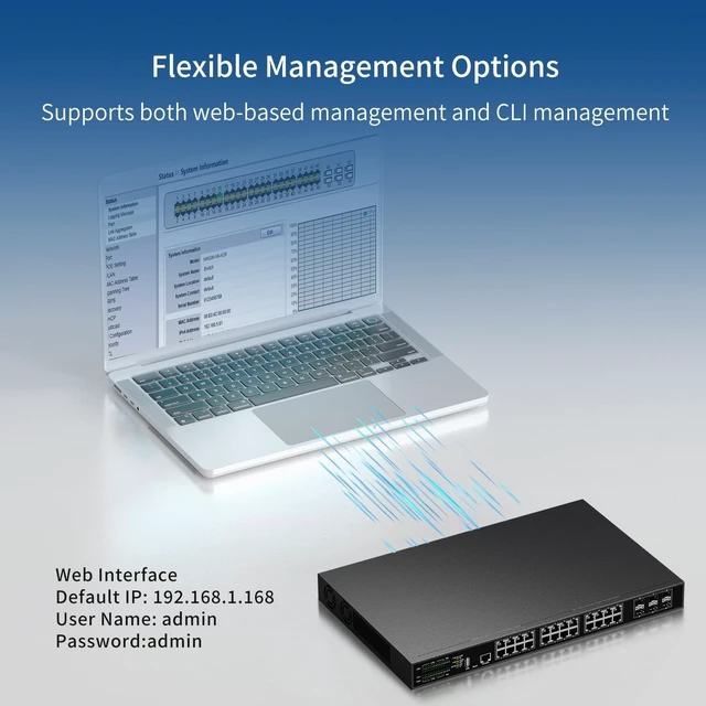 Alt view image 3 of 5 - keepLiNK 24 Port 2.5G Network Switch Managed, 24 x 2.5 Gigabit, 6 x 10G SFP+, L3 Smart Web Managment Ethernet Switch, Fan Cooling Metal Internet Switch Rack Mount
