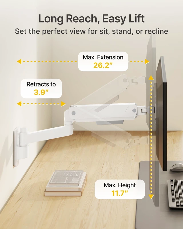 Alt view image 3 of 5 - monTEK Heavy Duty Monitor Wall Mount for 17-45" Screens, Holds 35 Lbs