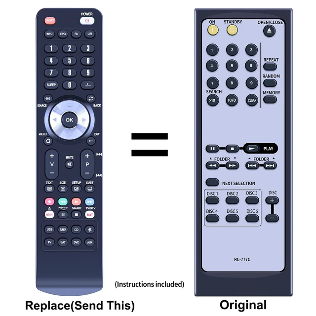Alt view image 2 of 5 - RC-777C sub RC-547C Replacement Remote for Onkyo CD Player System