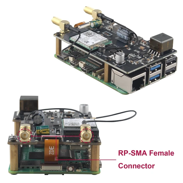 Alt view image 5 of 5 - ZDE ZP585 PoE+ HAT PCIe to M.2 E Key WiFi7 6 6E 5 HAT Adapter Expansion Board Power Over Ethernet for Raspberry Pi 5 Support Google TPU WiFi 7 BE200 WIFI6E AX210 MT7922 WIFI6 AX200