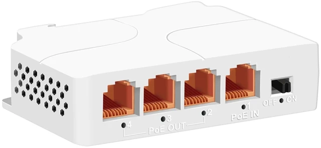 Main image of Ztyuav 4 Port 2.5Gbps PoE Extender 1 in 3 Out-IEEE 802.3af/at, 90W in 30W Out PoE Repeater 100/1000/2500Mbps, Vlan & Extend to 100m, Din-Rail & Wall Mount PoE Passthrough Switch Plug & Play