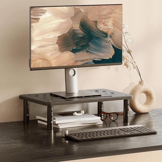 Alt view image 2 of 5 - Monitor Stand Riser, 20kg Load Capacity Computer Monitor Stand Carbon Steel Adjustable Laptop Riser, Laptop Stand for Desk, Desk Monitor Stand for Computer, Laptop, Printer, TV