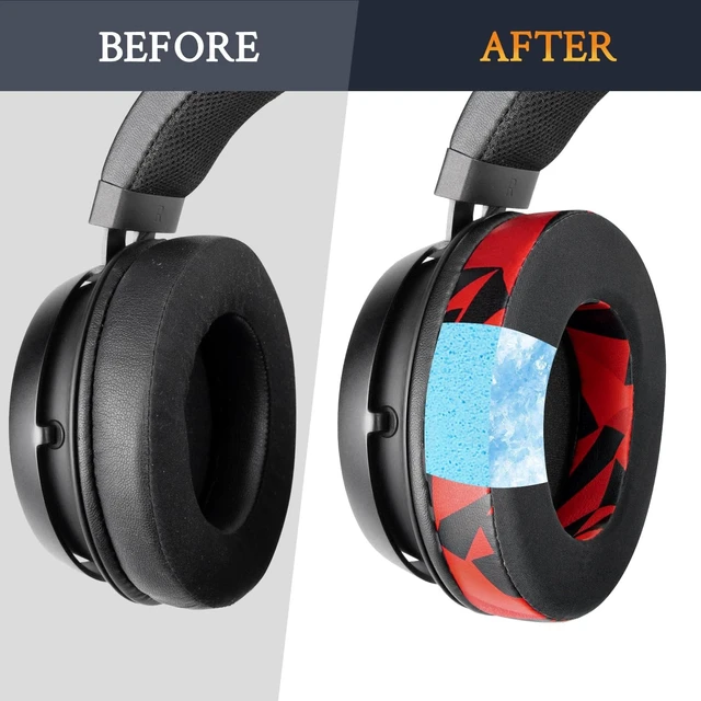 Alt view image 4 of 5 - SOULWIT Cooling-Gel Ear Pads Cushions Replacement, for Razer Kraken 2019/Tournament Edition/Ultimate/Kitty, Earpads for Nari/Essential/Ultimate, Kraken X/V3 X Headset - Red Storm