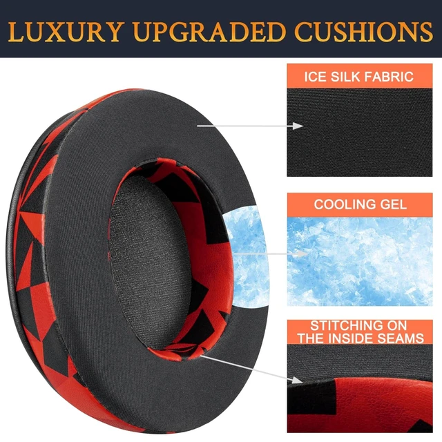 Alt view image 5 of 5 - SOULWIT Cooling-Gel Ear Pads Cushions Replacement, for Razer Kraken 2019/Tournament Edition/Ultimate/Kitty, Earpads for Nari/Essential/Ultimate, Kraken X/V3 X Headset - Red Storm