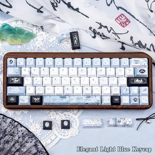 Alt view image 3 of 5 - TIMSEKER PBT Keycap Chinese Design, Blue and White Key Cap for Keyboard