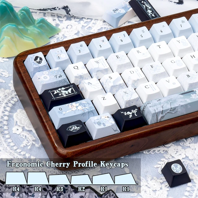 Alt view image 5 of 5 - TIMSEKER PBT Keycap Chinese Design, Blue and White Key Cap for Keyboard