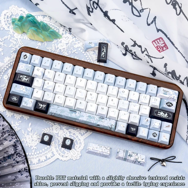 Alt view image 4 of 5 - TIMSEKER PBT Keycap Chinese Design, Blue and White Key Cap for Keyboard