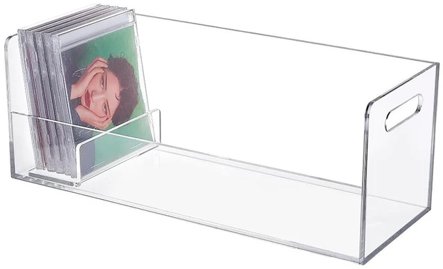 Main image of PH PandaHall Acrylic CD Storage Rack DVD Holder Clear Vinyl Record Storage Stand Holder Case Storage Container Shelf Organizer for Home Office Use Music CD DVD Organization Display, 15.3x5.7x5.7 inch
