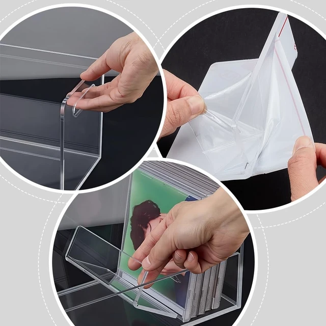 Alt view image 3 of 5 - PH PandaHall Acrylic CD Storage Rack DVD Holder Clear Vinyl Record Storage Stand Holder Case Storage Container Shelf Organizer for Home Office Use Music CD DVD Organization Display, 15.3x5.7x5.7 inch