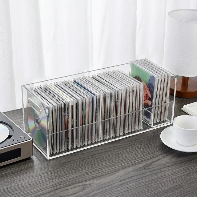 Alt view image 4 of 5 - PH PandaHall Acrylic CD Storage Rack DVD Holder Clear Vinyl Record Storage Stand Holder Case Storage Container Shelf Organizer for Home Office Use Music CD DVD Organization Display, 15.3x5.7x5.7 inch