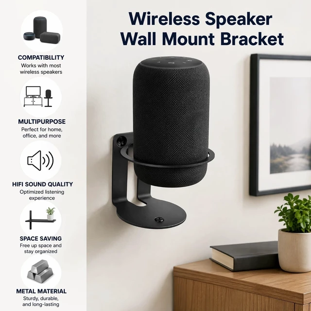 Alt view image 2 of 5 - BONKZEBU Wall Mount Bracket for Flip 6 and Flip 5 Speaker Heavy Duty Metal Speaker Mount Holder for Home Office Garage Dorm Room Outdoor Use