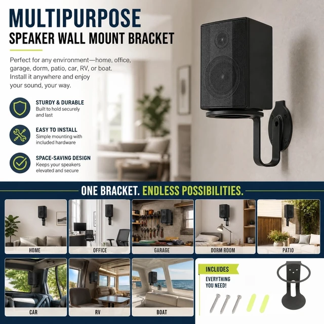 Alt view image 4 of 5 - BONKZEBU Wall Mount Bracket for Flip 6 and Flip 5 Speaker Heavy Duty Metal Speaker Mount Holder for Home Office Garage Dorm Room Outdoor Use