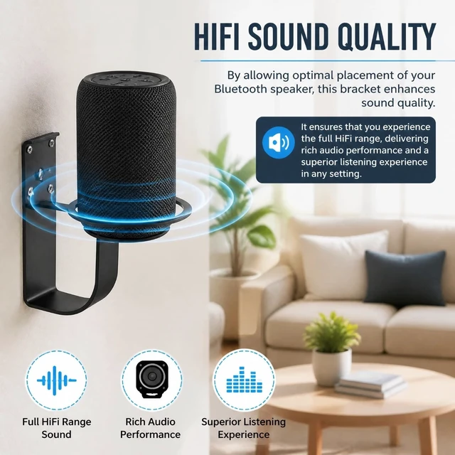 Alt view image 5 of 5 - BONKZEBU Wall Mount Bracket for Flip 6 and Flip 5 Speaker Heavy Duty Metal Speaker Mount Holder for Home Office Garage Dorm Room Outdoor Use