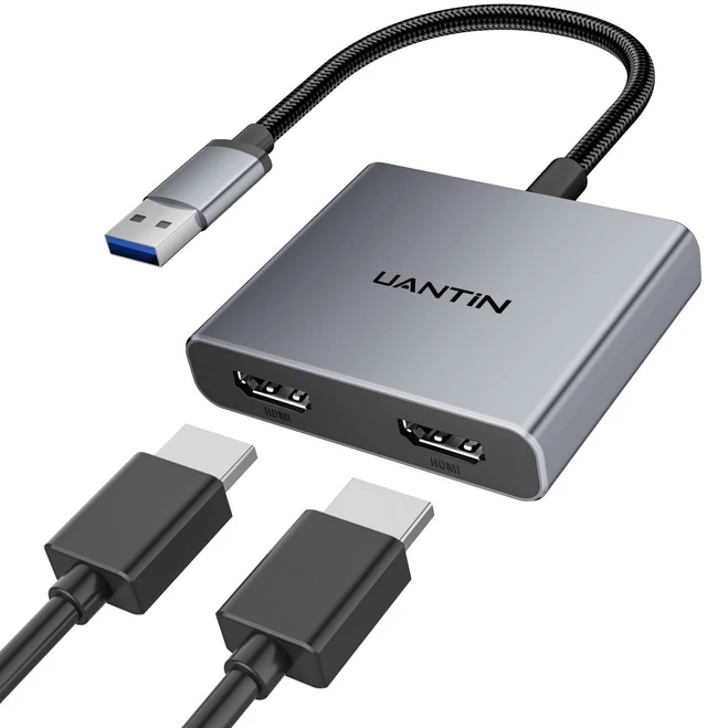 Main image of UANTIN USB-A to Dual HDMI Adapter, Extended Display for Dual Monitor