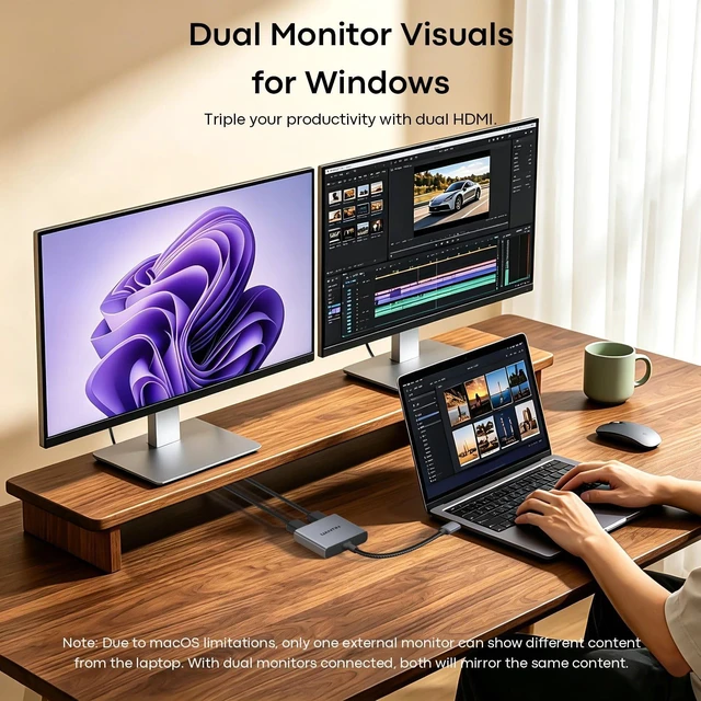 Alt view image 2 of 5 - UANTIN USB-A to Dual HDMI Adapter, Extended Display for Dual Monitor