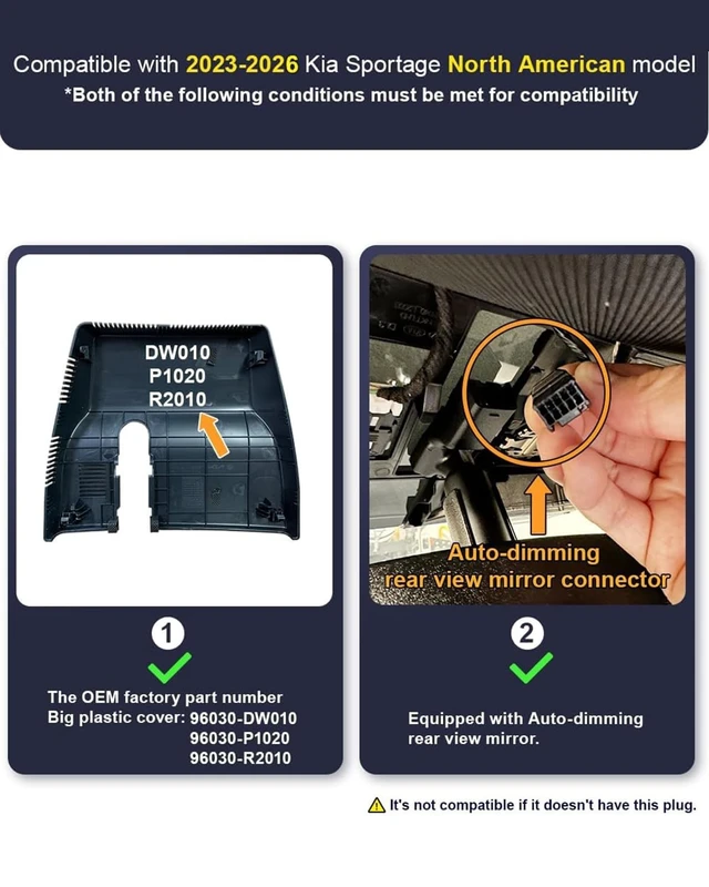 Alt view image 2 of 5 - Fitcamx Front 4K+Rear 1080P Dash Cam Adapts for Kia Sportage 2023-2026 & Hybrid (Part No#DW010/P1020/R2010), OEM Look, 2 Way HD Video, WiFi & APP, Loop Recording, G-Sensor, Easy to Set, 128GB Card