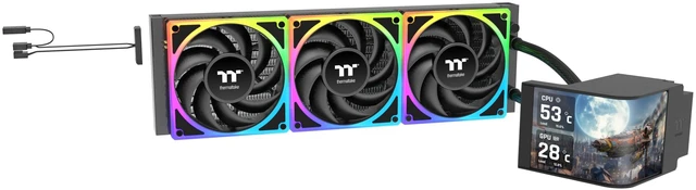 Main image of Thermaltake MAGCurve 360 Ultra CPU Liquid Cooler; Intel/AMD Compatible; 3x120mm 500~2500rpm TOUGHFAN EX ARGB; MAGForce 2.0; 6.67" AMOLED 60Hz; Swappable Fan Blades; TT RGB Plus 3.0; CL